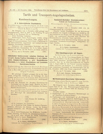 Verordnungs-Blatt für Eisenbahnen und Schiffahrt: Veröffentlichungen in Tarif- und Transport-Angelegenheiten 19001110 Seite: 7