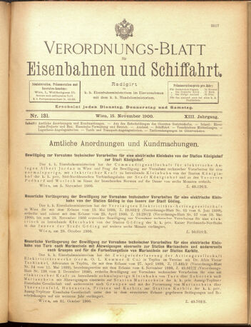 Verordnungs-Blatt für Eisenbahnen und Schiffahrt: Veröffentlichungen in Tarif- und Transport-Angelegenheiten 19001115 Seite: 1