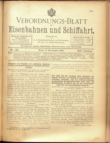 Verordnungs-Blatt für Eisenbahnen und Schiffahrt: Veröffentlichungen in Tarif- und Transport-Angelegenheiten 19001117 Seite: 1