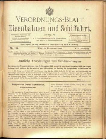 Verordnungs-Blatt für Eisenbahnen und Schiffahrt: Veröffentlichungen in Tarif- und Transport-Angelegenheiten 19001122 Seite: 1