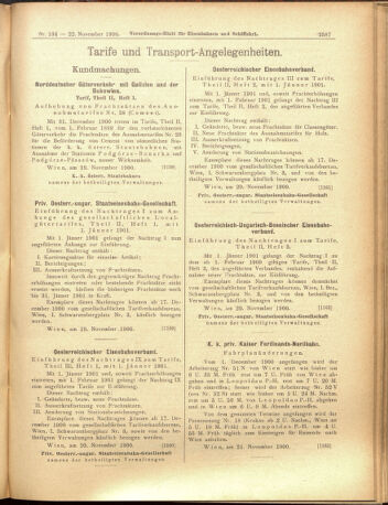 Verordnungs-Blatt für Eisenbahnen und Schiffahrt: Veröffentlichungen in Tarif- und Transport-Angelegenheiten 19001122 Seite: 7