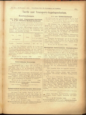 Verordnungs-Blatt für Eisenbahnen und Schiffahrt: Veröffentlichungen in Tarif- und Transport-Angelegenheiten 19001124 Seite: 29