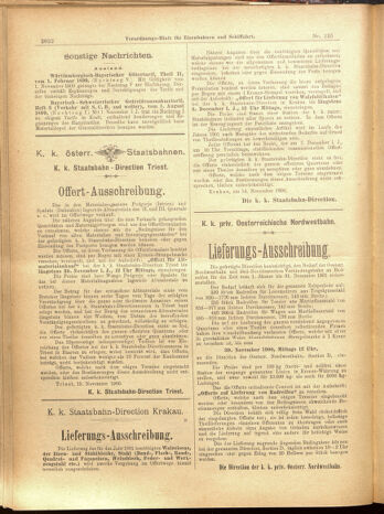 Verordnungs-Blatt für Eisenbahnen und Schiffahrt: Veröffentlichungen in Tarif- und Transport-Angelegenheiten 19001124 Seite: 30