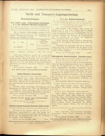 Verordnungs-Blatt für Eisenbahnen und Schiffahrt: Veröffentlichungen in Tarif- und Transport-Angelegenheiten 19001124 Seite: 9