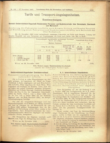 Verordnungs-Blatt für Eisenbahnen und Schiffahrt: Veröffentlichungen in Tarif- und Transport-Angelegenheiten 19001127 Seite: 7