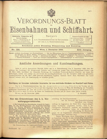 Verordnungs-Blatt für Eisenbahnen und Schiffahrt: Veröffentlichungen in Tarif- und Transport-Angelegenheiten 19001201 Seite: 1