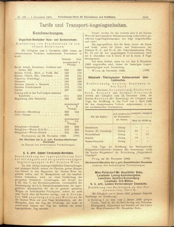 Verordnungs-Blatt für Eisenbahnen und Schiffahrt: Veröffentlichungen in Tarif- und Transport-Angelegenheiten 19001201 Seite: 7