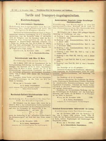 Verordnungs-Blatt für Eisenbahnen und Schiffahrt: Veröffentlichungen in Tarif- und Transport-Angelegenheiten 19001204 Seite: 45