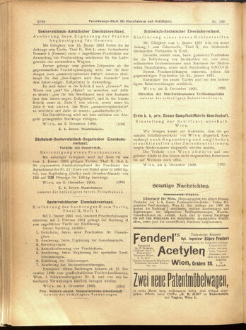 Verordnungs-Blatt für Eisenbahnen und Schiffahrt: Veröffentlichungen in Tarif- und Transport-Angelegenheiten 19001204 Seite: 72