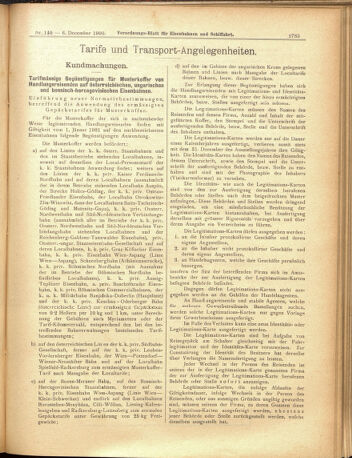 Verordnungs-Blatt für Eisenbahnen und Schiffahrt: Veröffentlichungen in Tarif- und Transport-Angelegenheiten 19001206 Seite: 5