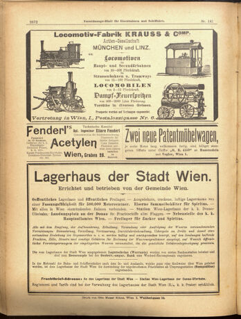 Verordnungs-Blatt für Eisenbahnen und Schiffahrt: Veröffentlichungen in Tarif- und Transport-Angelegenheiten 19001208 Seite: 72