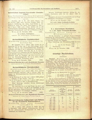 Verordnungs-Blatt für Eisenbahnen und Schiffahrt: Veröffentlichungen in Tarif- und Transport-Angelegenheiten 19001215 Seite: 11