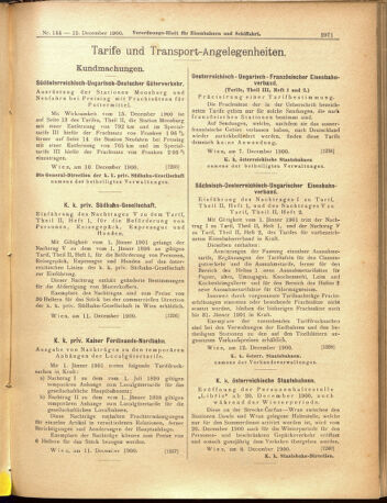 Verordnungs-Blatt für Eisenbahnen und Schiffahrt: Veröffentlichungen in Tarif- und Transport-Angelegenheiten 19001215 Seite: 7