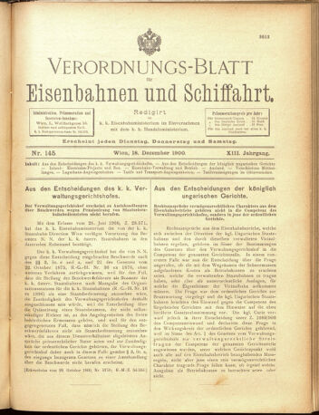 Verordnungs-Blatt für Eisenbahnen und Schiffahrt: Veröffentlichungen in Tarif- und Transport-Angelegenheiten 19001218 Seite: 1