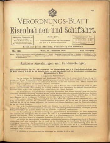 Verordnungs-Blatt für Eisenbahnen und Schiffahrt: Veröffentlichungen in Tarif- und Transport-Angelegenheiten 19001220 Seite: 1