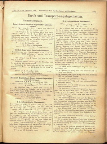 Verordnungs-Blatt für Eisenbahnen und Schiffahrt: Veröffentlichungen in Tarif- und Transport-Angelegenheiten 19001220 Seite: 49