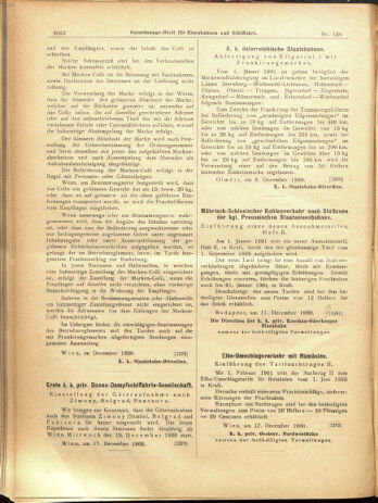 Verordnungs-Blatt für Eisenbahnen und Schiffahrt: Veröffentlichungen in Tarif- und Transport-Angelegenheiten 19001220 Seite: 50