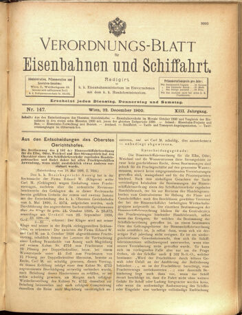 Verordnungs-Blatt für Eisenbahnen und Schiffahrt: Veröffentlichungen in Tarif- und Transport-Angelegenheiten 19001222 Seite: 1