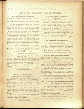 Verordnungs-Blatt für Eisenbahnen und Schiffahrt: Veröffentlichungen in Tarif- und Transport-Angelegenheiten 19001222 Seite: 19