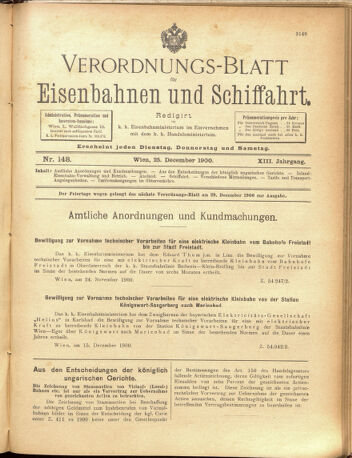 Verordnungs-Blatt für Eisenbahnen und Schiffahrt: Veröffentlichungen in Tarif- und Transport-Angelegenheiten 19001225 Seite: 1