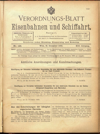 Verordnungs-Blatt für Eisenbahnen und Schiffahrt: Veröffentlichungen in Tarif- und Transport-Angelegenheiten 19001225 Seite: 25