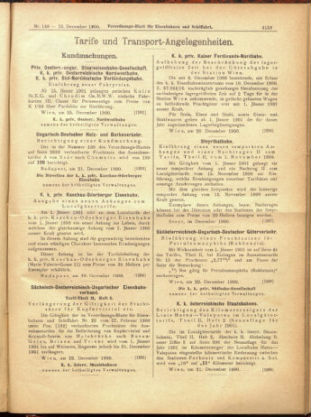 Verordnungs-Blatt für Eisenbahnen und Schiffahrt: Veröffentlichungen in Tarif- und Transport-Angelegenheiten 19001225 Seite: 29