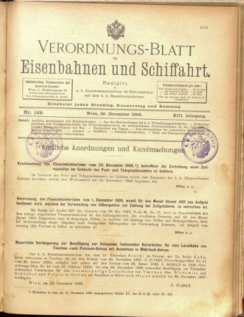 Verordnungs-Blatt für Eisenbahnen und Schiffahrt: Veröffentlichungen in Tarif- und Transport-Angelegenheiten 19001229 Seite: 1