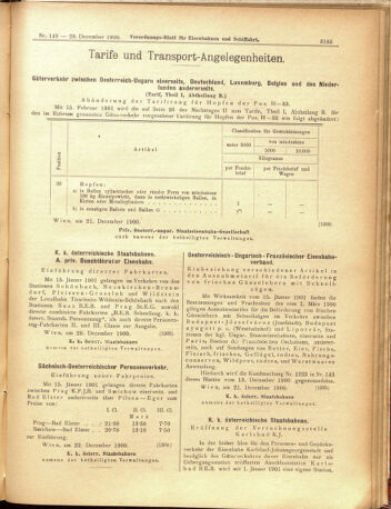 Verordnungs-Blatt für Eisenbahnen und Schiffahrt: Veröffentlichungen in Tarif- und Transport-Angelegenheiten 19001229 Seite: 13