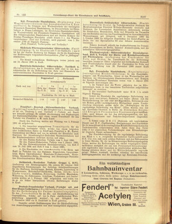 Verordnungs-Blatt für Eisenbahnen und Schiffahrt: Veröffentlichungen in Tarif- und Transport-Angelegenheiten 19001229 Seite: 15