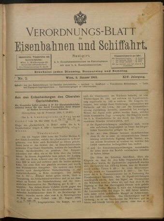 Verordnungs-Blatt für Eisenbahnen und Schiffahrt: Veröffentlichungen in Tarif- und Transport-Angelegenheiten 19010103 Seite: 1