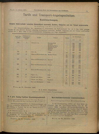 Verordnungs-Blatt für Eisenbahnen und Schiffahrt: Veröffentlichungen in Tarif- und Transport-Angelegenheiten 19010105 Seite: 7