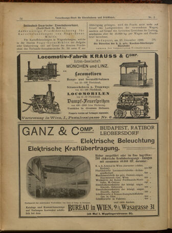 Verordnungs-Blatt für Eisenbahnen und Schiffahrt: Veröffentlichungen in Tarif- und Transport-Angelegenheiten 19010105 Seite: 8