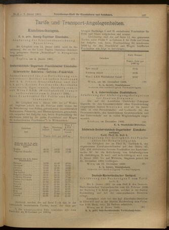 Verordnungs-Blatt für Eisenbahnen und Schiffahrt: Veröffentlichungen in Tarif- und Transport-Angelegenheiten 19010108 Seite: 7