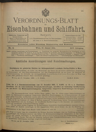 Verordnungs-Blatt für Eisenbahnen und Schiffahrt: Veröffentlichungen in Tarif- und Transport-Angelegenheiten 19010112 Seite: 1