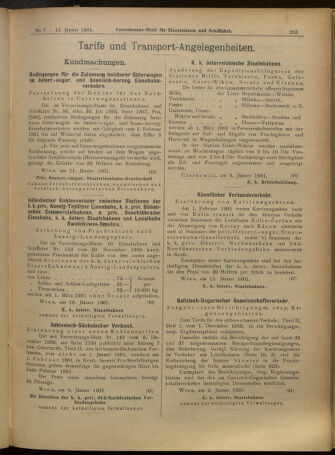 Verordnungs-Blatt für Eisenbahnen und Schiffahrt: Veröffentlichungen in Tarif- und Transport-Angelegenheiten 19010115 Seite: 7