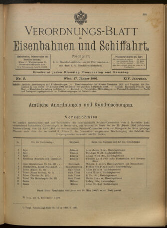 Verordnungs-Blatt für Eisenbahnen und Schiffahrt: Veröffentlichungen in Tarif- und Transport-Angelegenheiten 19010117 Seite: 1