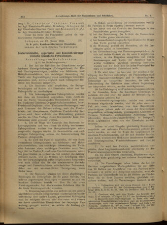 Verordnungs-Blatt für Eisenbahnen und Schiffahrt: Veröffentlichungen in Tarif- und Transport-Angelegenheiten 19010117 Seite: 15