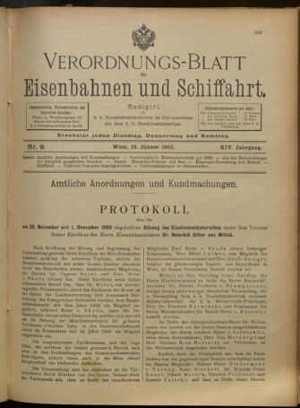 Verordnungs-Blatt für Eisenbahnen und Schiffahrt: Veröffentlichungen in Tarif- und Transport-Angelegenheiten 19010119 Seite: 1