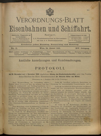 Verordnungs-Blatt für Eisenbahnen und Schiffahrt: Veröffentlichungen in Tarif- und Transport-Angelegenheiten 19010124 Seite: 1