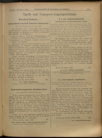 Verordnungs-Blatt für Eisenbahnen und Schiffahrt: Veröffentlichungen in Tarif- und Transport-Angelegenheiten 19010129 Seite: 11