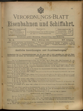 Verordnungs-Blatt für Eisenbahnen und Schiffahrt: Veröffentlichungen in Tarif- und Transport-Angelegenheiten 19010202 Seite: 1