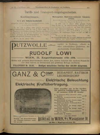 Verordnungs-Blatt für Eisenbahnen und Schiffahrt: Veröffentlichungen in Tarif- und Transport-Angelegenheiten 19010202 Seite: 9