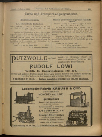 Verordnungs-Blatt für Eisenbahnen und Schiffahrt: Veröffentlichungen in Tarif- und Transport-Angelegenheiten 19010205 Seite: 7