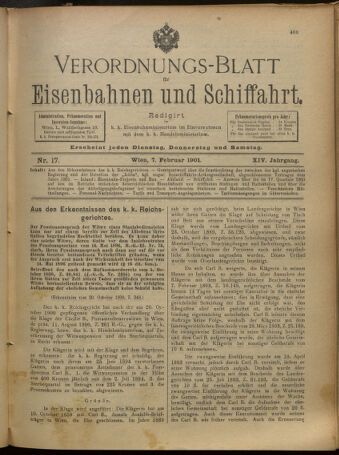 Verordnungs-Blatt für Eisenbahnen und Schiffahrt: Veröffentlichungen in Tarif- und Transport-Angelegenheiten 19010207 Seite: 1