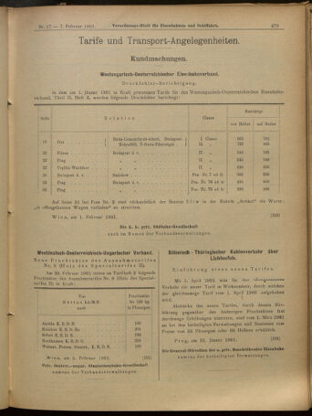 Verordnungs-Blatt für Eisenbahnen und Schiffahrt: Veröffentlichungen in Tarif- und Transport-Angelegenheiten 19010207 Seite: 11