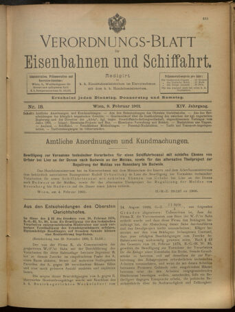 Verordnungs-Blatt für Eisenbahnen und Schiffahrt: Veröffentlichungen in Tarif- und Transport-Angelegenheiten 19010209 Seite: 1