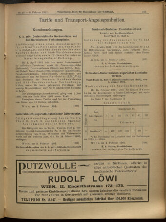 Verordnungs-Blatt für Eisenbahnen und Schiffahrt: Veröffentlichungen in Tarif- und Transport-Angelegenheiten 19010209 Seite: 11