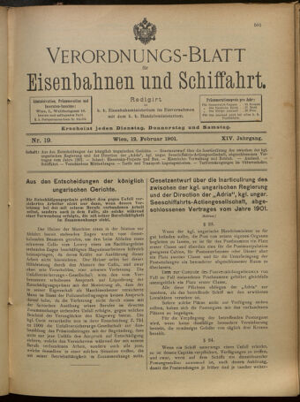 Verordnungs-Blatt für Eisenbahnen und Schiffahrt: Veröffentlichungen in Tarif- und Transport-Angelegenheiten 19010212 Seite: 1