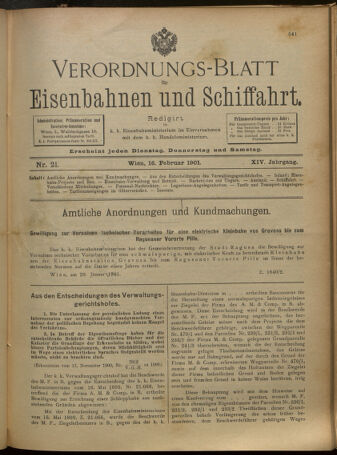 Verordnungs-Blatt für Eisenbahnen und Schiffahrt: Veröffentlichungen in Tarif- und Transport-Angelegenheiten 19010216 Seite: 1