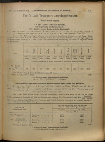 Verordnungs-Blatt für Eisenbahnen und Schiffahrt: Veröffentlichungen in Tarif- und Transport-Angelegenheiten 19010216 Seite: 9